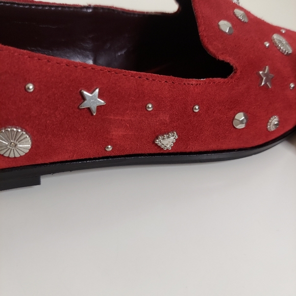 BCBGGeneration Nikkola Red Leather Embellished Flats - Picture 11 of 13